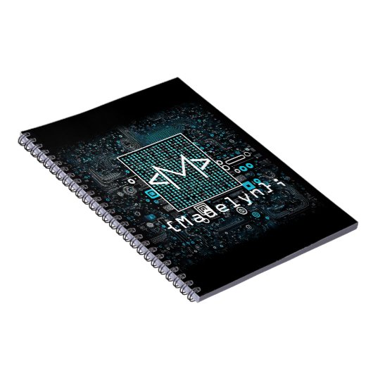 Ai - Technologie - Codeermonogram - Letter M Notitieboek (Rechterzijde)