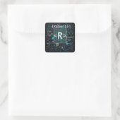 Ai - Technologie - Codeermonogram - letter R Vierkante Sticker (Tas)