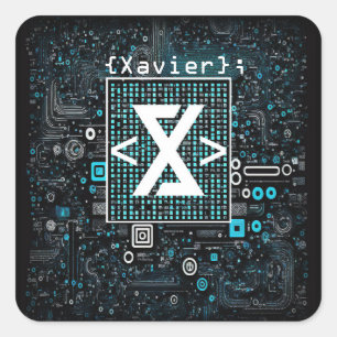 Ai - Technologie - Codeermonogram - Xavier Vierkante Sticker