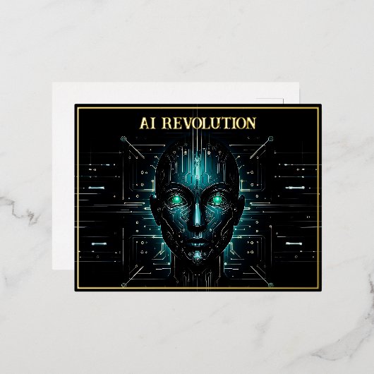 AI-technologie software robotica modern groen Folie Feestdagen Briefkaart (Voorkant / Achterkant)