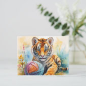 AI Tiger Ball Briefkaart (Staand voorkant)