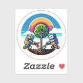 AI Tree Planter Sticker Milieuvriendelijk Robotont (Vel)