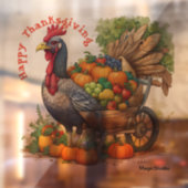 AI Turkije & Wheelbarrow Thanksgiving Window Decal (Vel 2)