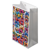 AI Vieren Multi-Coloured Bow Pattern Gift Bag Klein Cadeauzakje (Voorkant Gekanteld)