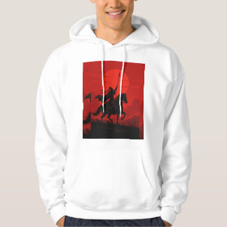 AI Warrior Spirit – Krachtige Rode Zon Silhouet Ho Hoodie