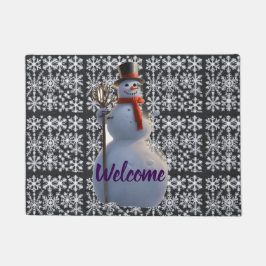 AI Welkom Snowman en Snowflake Doormat Deurmat