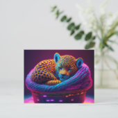 AI Yarn Jaguar Briefkaart (Staand voorkant)