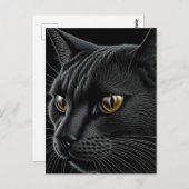 AI Zwarte Kat met Gele Ogen Briefkaart (Voorkant / Achterkant)