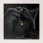 AI Zwarte Kat met Gele Ogen Legpuzzel (Horizontaal)