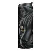 AI Zwarte Kat met Gele Ogen Thermosbeker (Gedraaid links)