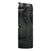 AI Zwarte Kat met Gele Ogen Thermosbeker (Geroteerd rechts)