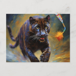 AI zwarte panter kat Briefkaart