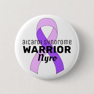Aicardi Syndrome Warrior Ribbon White Button