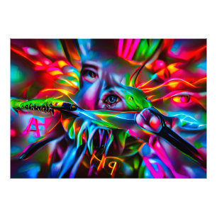 Aichmofobie: levendige surrealistische kunst foto afdruk