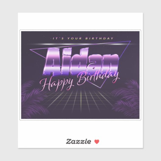 Aidan Prénom lila retro Sticker (Feuille)