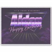 Aidan Prénom lila retro Sticker (Devant)