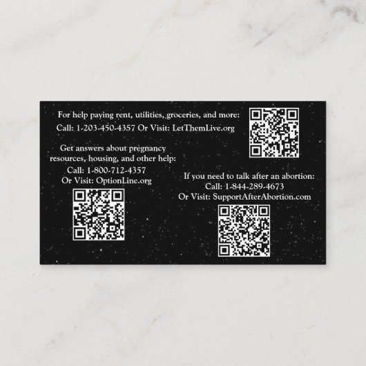 Aide à la grossesse et carte d'information après a (Dos)