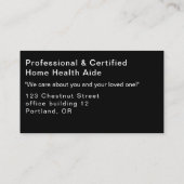 Aide aux personnes âgées Carte de visite à domicil (Dos)