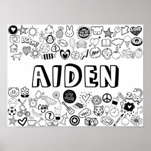 'AIDEN' Color-it-Yourself-contourontwerp Poster