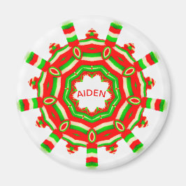 AIDEN ~ Gepersonaliseerde kerstwiel fractal ~ Magneet