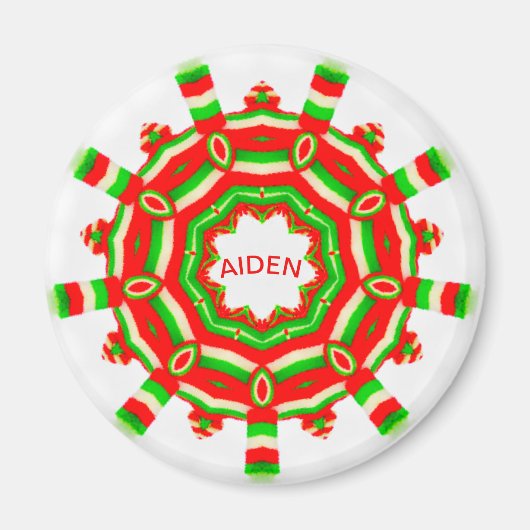 AIDEN ~ Gepersonaliseerde kerstwiel fractal ~ Magneet (Voorkant)