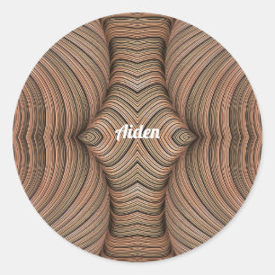AIDEN ~ tinten van bruine fractal ~ Ronde Sticker