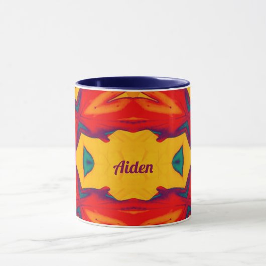 AIDEN ~ Zany Pattern ~ Red Blue Yellow en Oranje Mok (Midden)