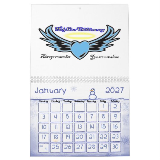 Aidez notre calendrier d'enfants (Jan 2027)