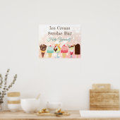 Aidez-vous Crème glacée Sundae Bar Poster Signe (Cuisine)