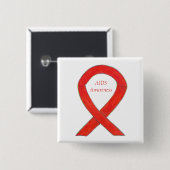 AIDS Awareness Ribbon Custom Art Pin Vierkante Button 5,1 Cm (Voorkant /achterkant)