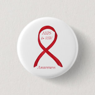 AIDS en HIV Awareness Ribbon Gepersonaliseerd Pijn Ronde Button 3,2 Cm