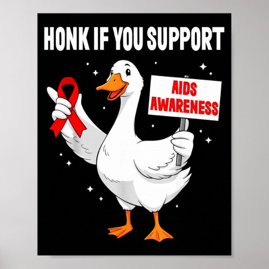 Aids_hiv Awareness Funny Goose World Aids Day Red Poster (Voorkant)