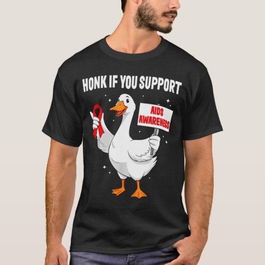 Aids_hiv Awareness Funny Goose World Aids Day Red  T-shirt (Voorkant)