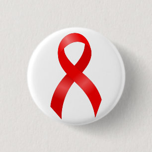 AIDS   HIV   Hartziekte   Slag   Rode lint Ronde Button 3,2 Cm