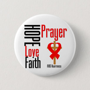 AIDS Hope Love Faith Prayer Cross Ronde Button 5,7 Cm
