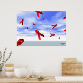 Aids-linten die in het Poster van de Sky drijven (Keuken)