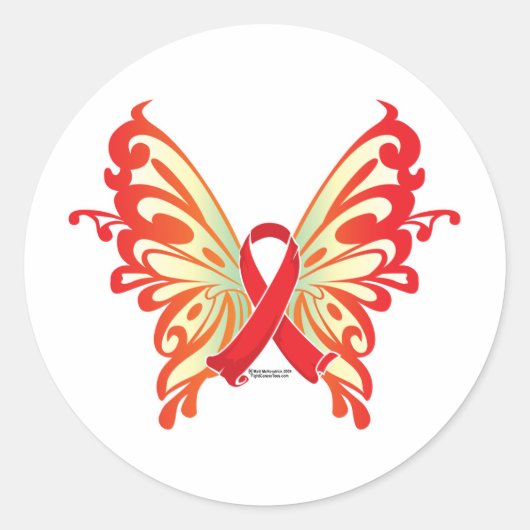 AIDS-lintvlinder Ronde Sticker (Voorkant)