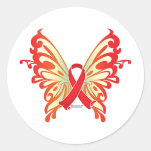 AIDS Ribbon Butterfly Ronde Sticker