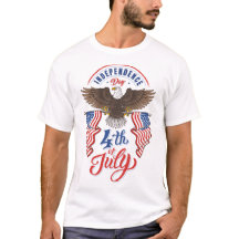 Aigle à tête blanche avec drapeaux T-Shirt 4 juill