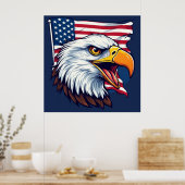 Aigle à tête blanche Drapeau USA décoration murale (Cuisine)