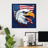 Aigle à tête blanche Drapeau USA décoration murale (Bureau à domicile)