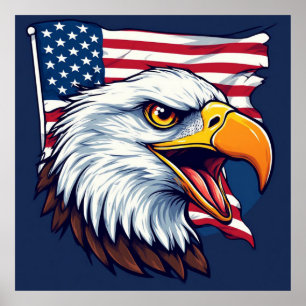 Aigle à tête blanche Drapeau USA décoration murale