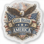 Aigle Autocollant Drapeau USA Dieu Bénisse l'Améri (Devant)