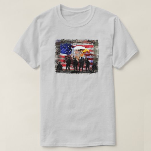 Aigle avec drapeau américain et T-shirt soldats (Design devant)