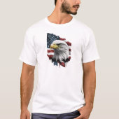 Aigle Avec T-shirt Drapeau Américain (Devant)