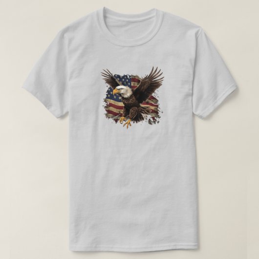 Aigle Avec T-shirt Drapeau Américain (Design devant)