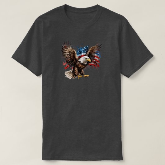 Aigle Avec T-shirt Drapeau Américain (Design devant)