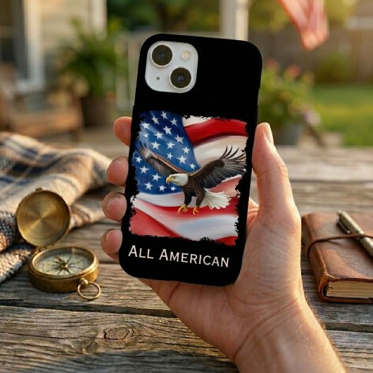 Aigle chauve & drapeau américain 4 juillet