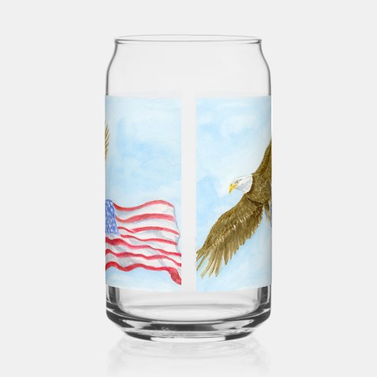 Aigle chauve patriote volant avec le drapeau améri (Gauche)