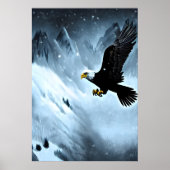 Aigle dans la montagne enneigée | AI Art Poster (Devant)